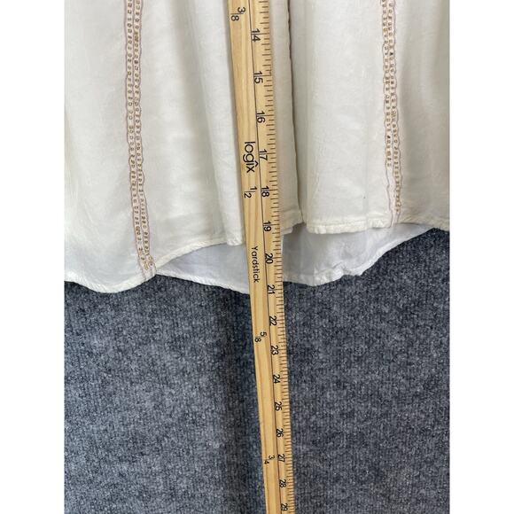 Chico's Blouse Women's Size 3 16/18 Cream Color Embroidered Beading Boho Lagon - Picture 3 of 10
